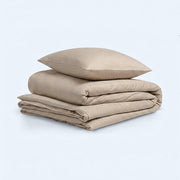 Bomull Sengesett Beige/hvit